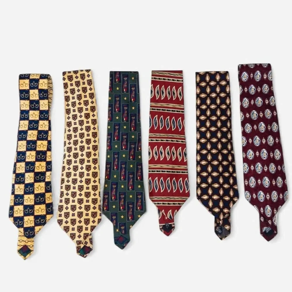 Vintage 100% Silk Designer Tie Bundle 6pc Tommy Hilfiger Dior Feraud